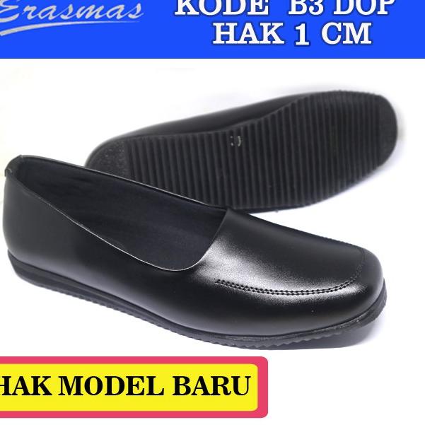 Sepatu Hamil Flat Shoes Hitam B3 ERASMAS HAK 1 cm PDH Persit Bhayangkari PNS Dishub Formal "TLA. 944