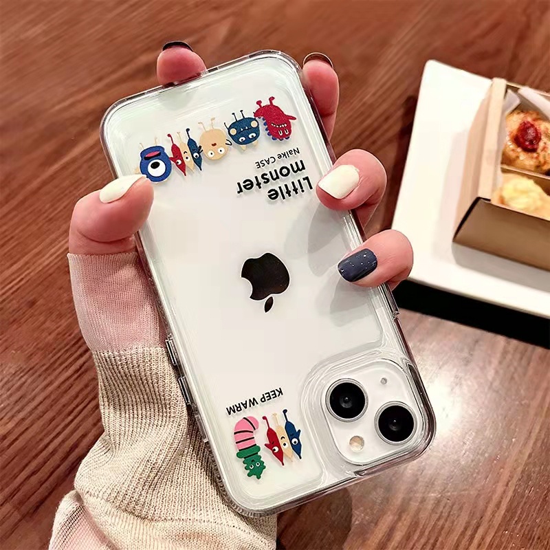 Case Bahan Akrilik Transparan Desain Kartun Monster Kecil Untuk iPhone 11 7Plus 8Plus Xr XS 13 12 Pro Max