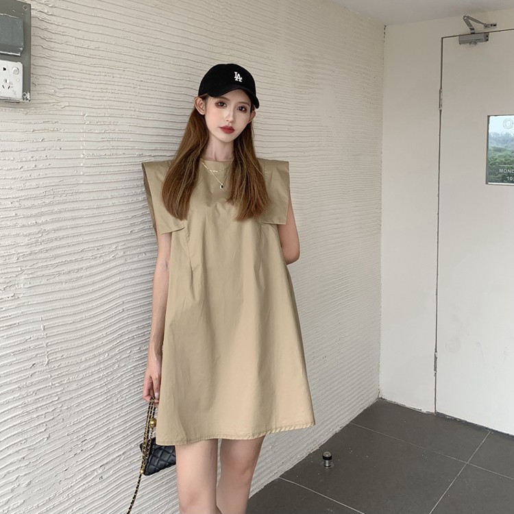 Suhao Chiffon Dress Wanita Musim Panas Baru Fashion Academy Gaya Desain Tanpa Lengan Rok Kecil Pakaian Anak-anak