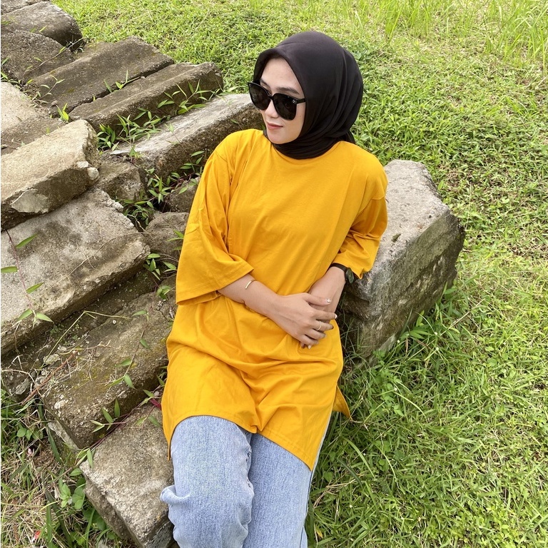 Velonesia - Basic Tshit Oversize Lengan 3/4 Bahan Cotton Combed Fit to XXL