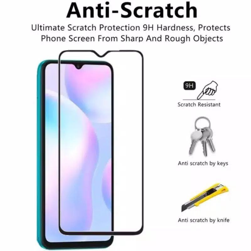 Tempered Glass Redmi 9A Temper Glass Full Cover Premium Quality 9H