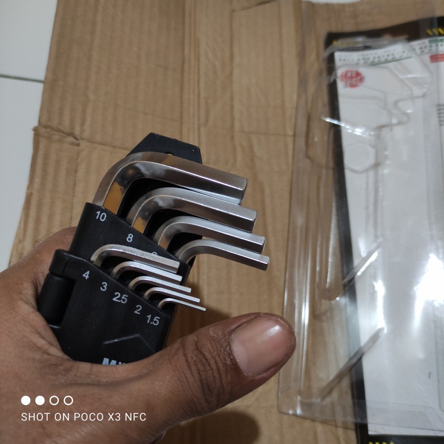 Kunci L Set Panjang 9 Pcs Mollar - Ball End Extra Long Hex Key