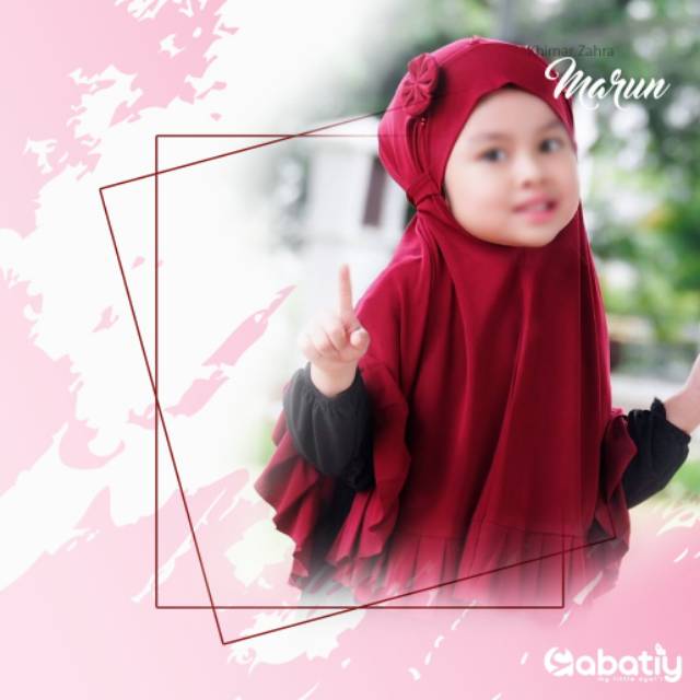 Khimar anak Zahra Abatiy warna Maroon, Mint, Dustypink, Cream dan Lightgrey