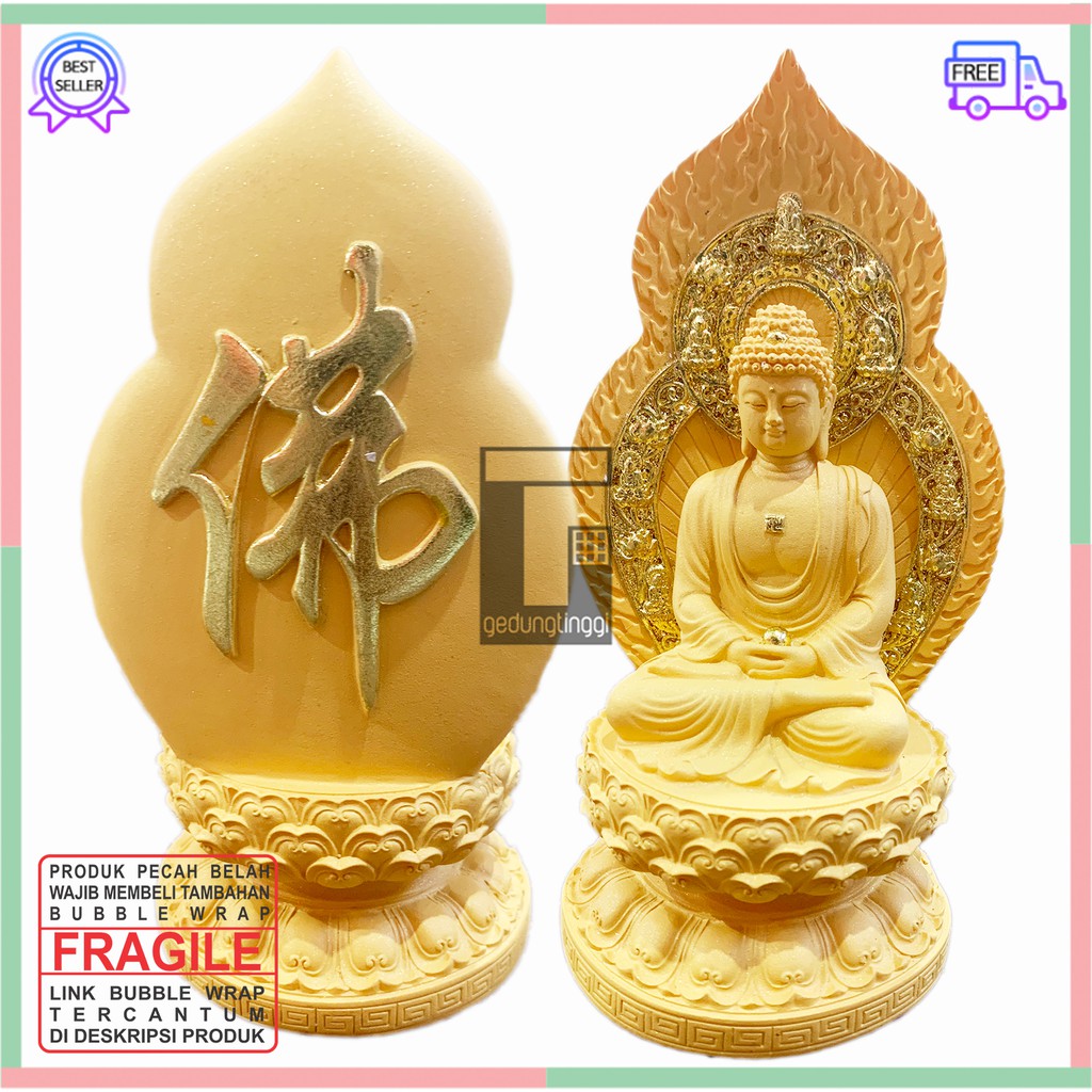 Patung Pajangan Hiasan Dekorasi Imlek Altar Meja Sembahyang Sembayang Maha Dewa Dewi Sang Buddha Budha Rupang Arca Pertapa Sakyamuni Shakyamuni Sakaymuni Sakaimuni Sidharta Siddharta Gautama Gotama Seciamonifo Amitabha Fengshui Gold Emas Hoki Cina China