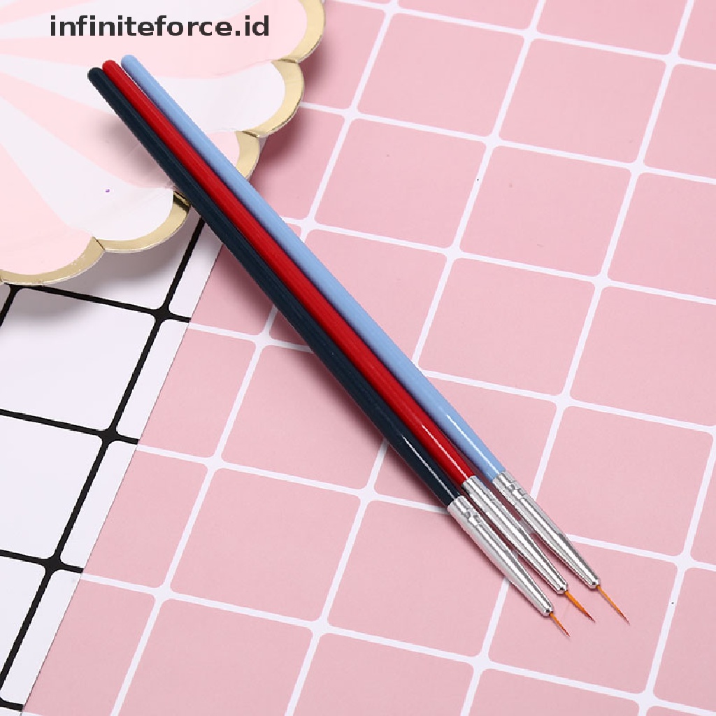 Infiniteforce.id 3pcs / Set brush pen liner Gambar Garis ultra Tipis Untuk nail art / manicure diy