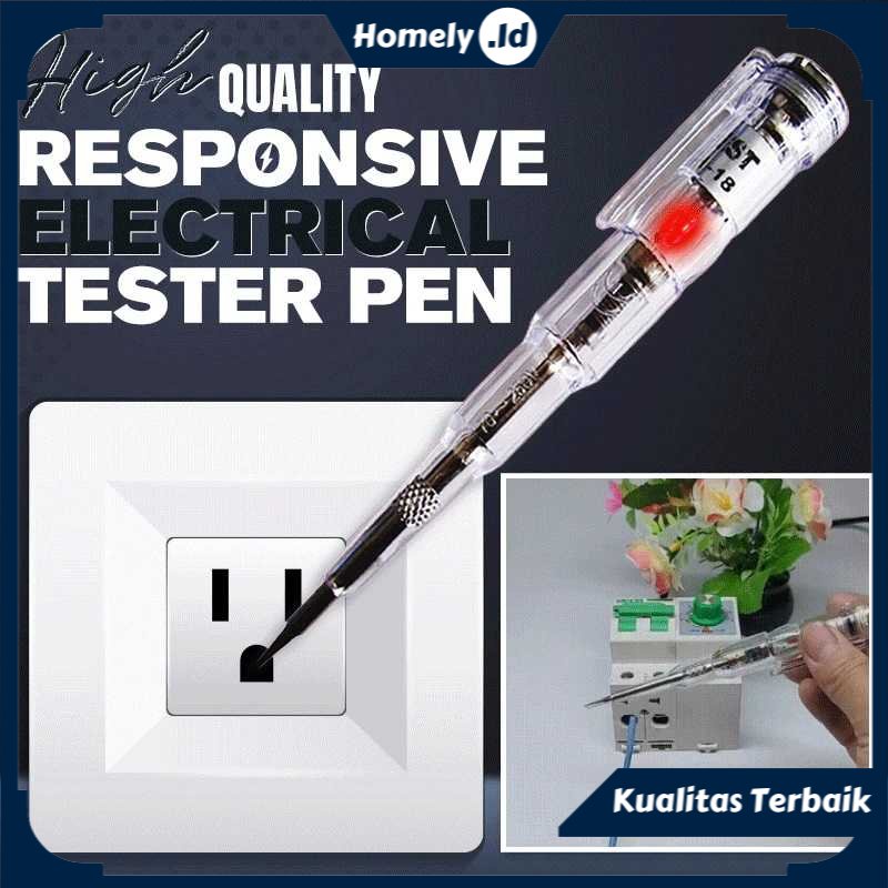 Tespen Obeng Pendeteksi Arus Listrik 12-240V Tester Tegangan Dengan Lampu Indikator