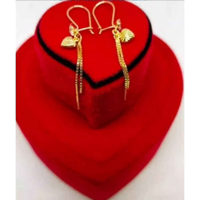Anting juray love dilapisi kuning emas 24k fashion wanita titanium original anti luntur