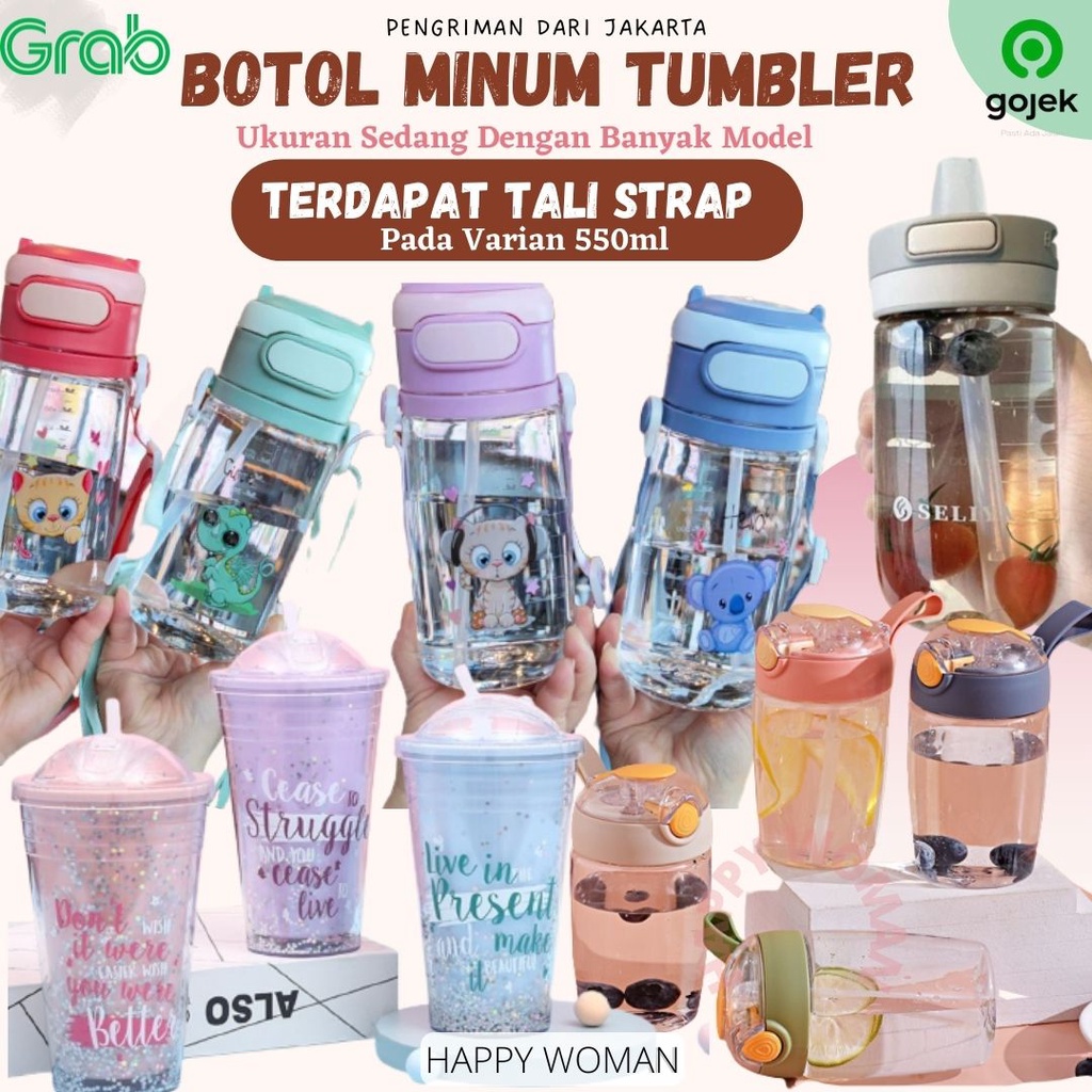 Botol Minum Sedotan Botol Tumbler Cups Botol Viral Botol Glitter Botol Gemoy Anti Tumpah