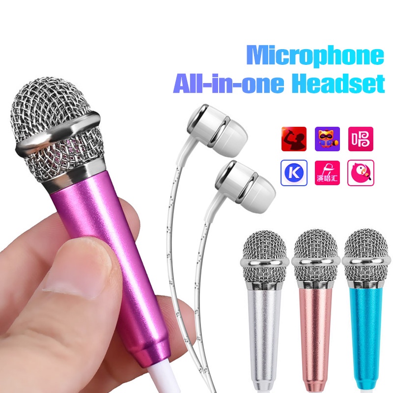 Headset Mic Karaoke Hifi Bass Mini Interface 3.5mm Kualitas Tinggi