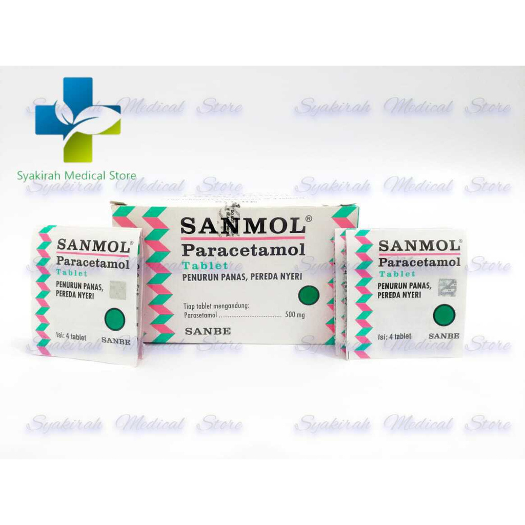 Sanmol 500 mg Strip 4 Tablet / untuk demam dan pusing dewasa