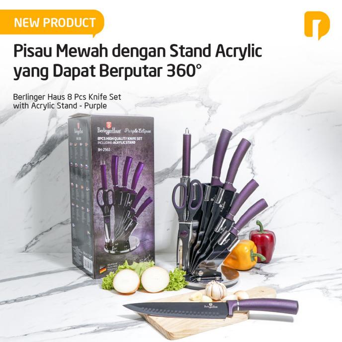 

BERLINGER HAUS 8 PCS KNIFE SET WITH ACRYLIC STAND - PURPLE SDVD6545DV