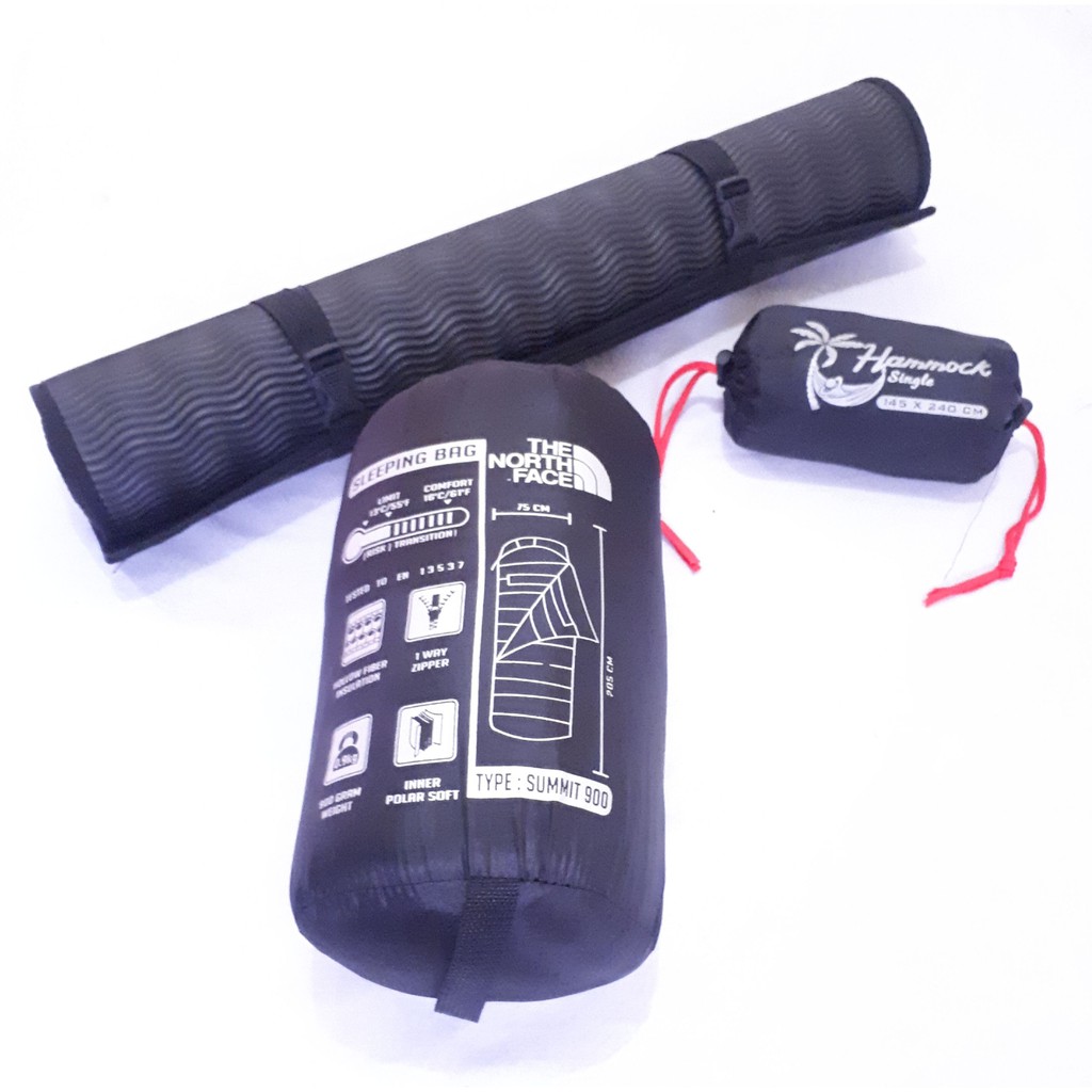 Paket Sleeping Bag &amp; Matras &amp; Hammock` Polar Bulu Tebal` Dacron 4 Oz WATERPROOF` Bantal` Mummy