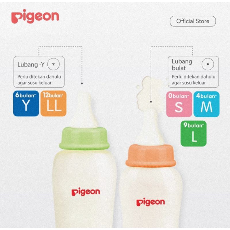 Pigeon Peristaltic Slim Neck Nipple Isi 3 Pcs - Dot Botol Susu