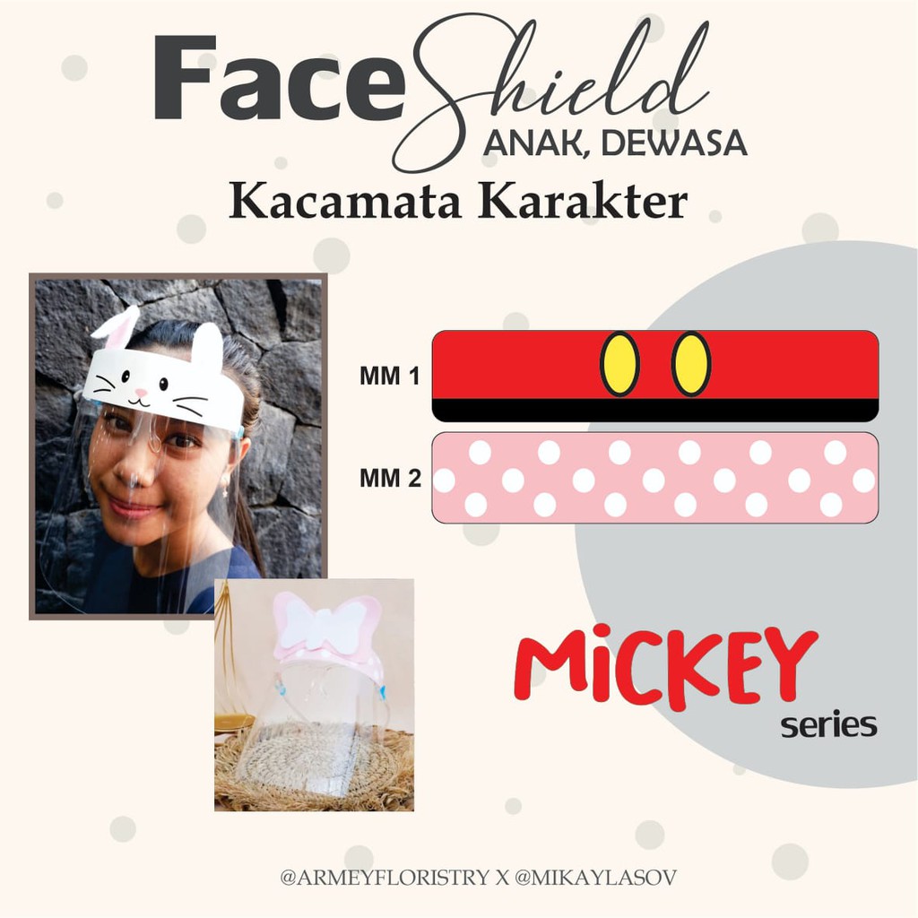 FACE SHIELD KACAMATA KARAKTER 2D NEW SERIES (TANPA ACCECORIS/ KUPING)