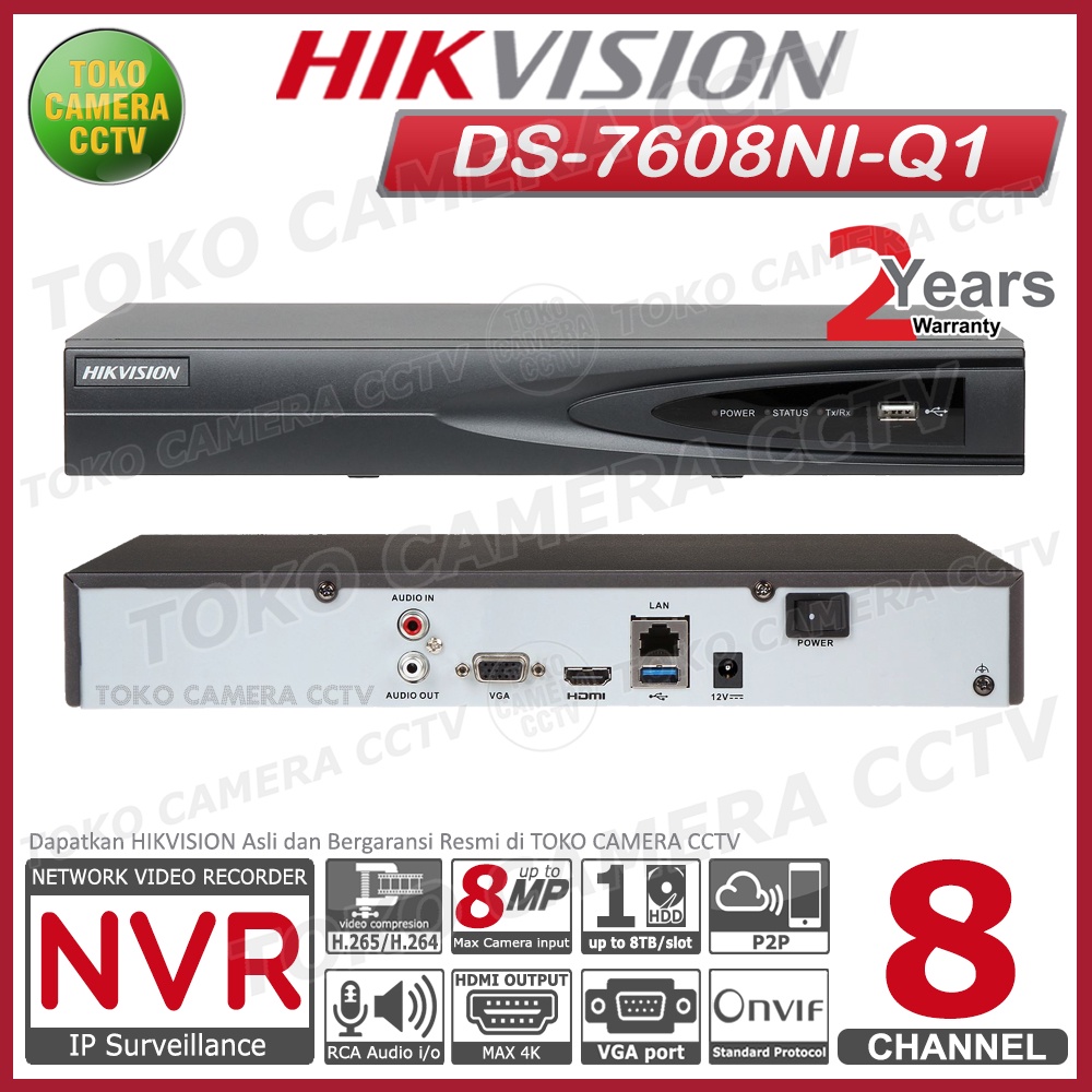 PAKET IP CAMERA HIKVISION 4MP 8 CHANNEL 5 KAMERA