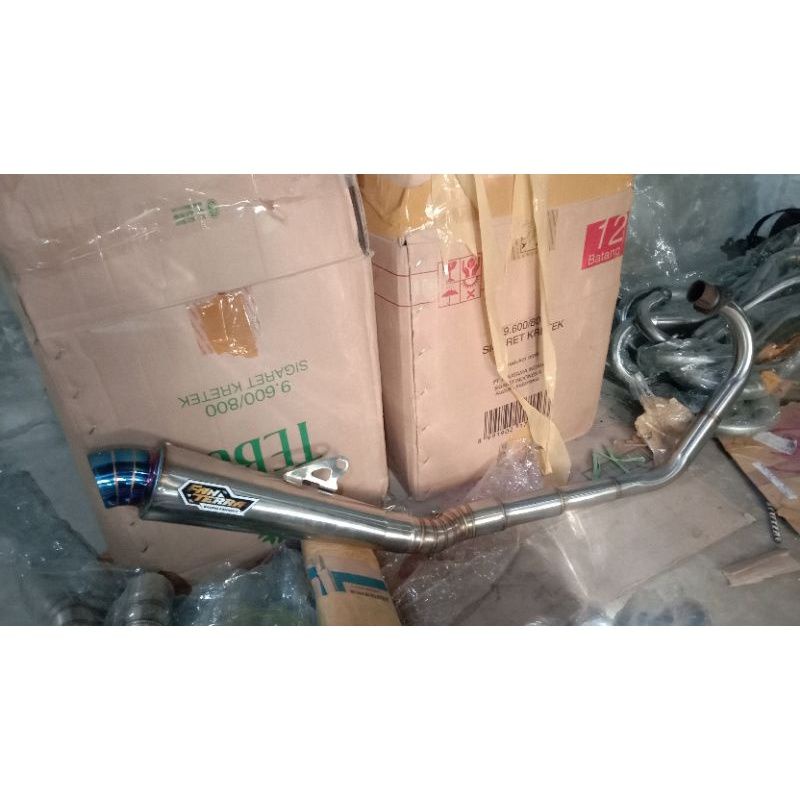 KENALPOT HEREX FANTERRA CORONG BLUE LEHER ROLL PATEN BUAT MOTOR CB GL MP PRIMUS TIGER HEREX