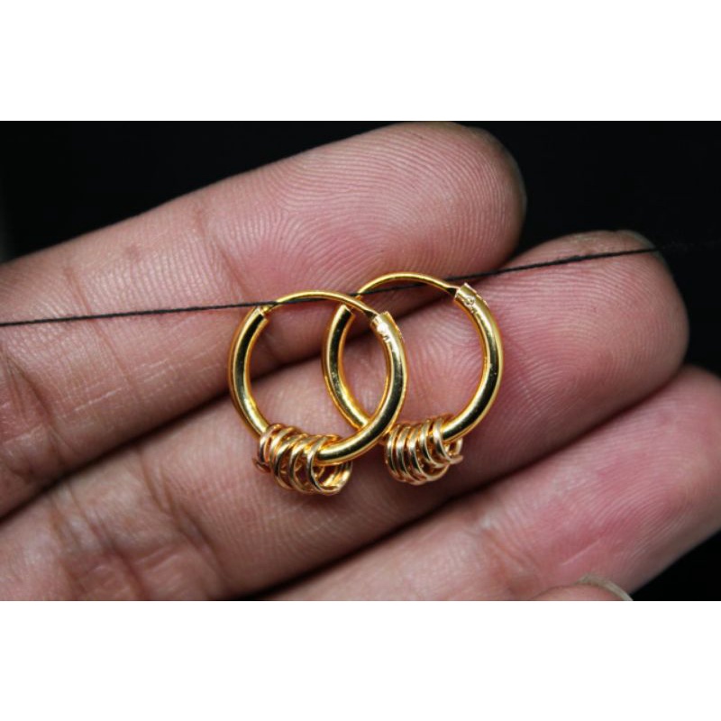 Anting Hoops Ring Gold 12mm Bahan Titanium