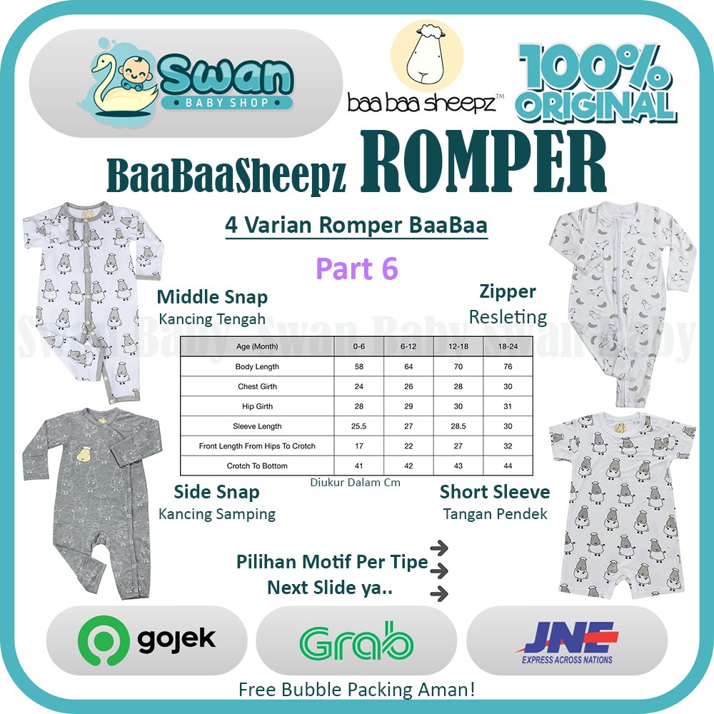 Baabaasheepz Romper / Baa Baa Romper Short Sleeve - Pendek Part 6