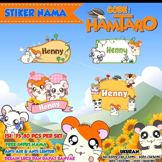 

HAMTARO | NARUTO | JUSTICE LEAGUE | ZOO | SEA WORLD | TIGER CHIBI | STIKER NAMA CUSTOM