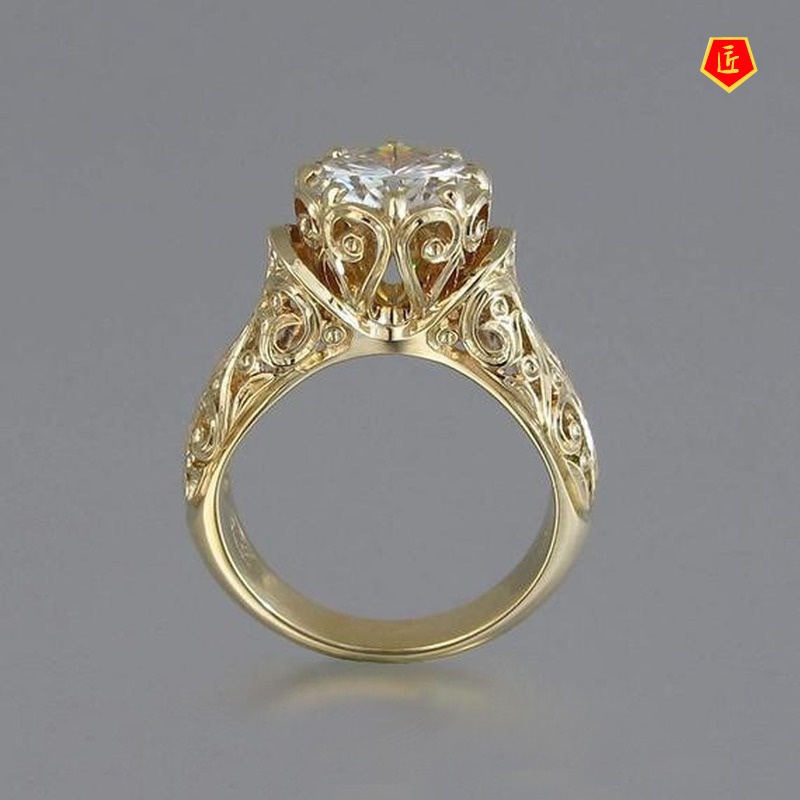 [Ready Stock]Diamond Ring 18K Gold Exquisite Fashion