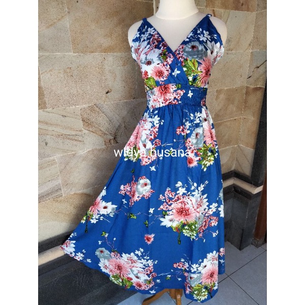 DRESS MOZA SINGLET|DRESS WANITA MOTIF bunga KHAS BALI
