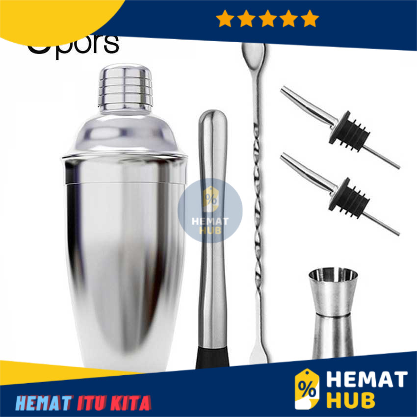 Shaker Cocktail Stainless Steel 6 in1 Bartender Bar 550ml Alat Pengocok Minuman