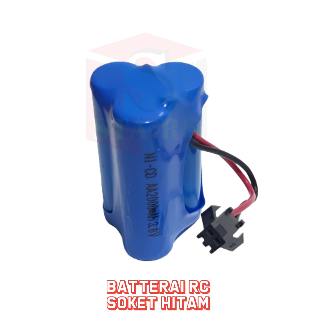 Batterai RC 3x AA Ni-Cd 3.6volt - 2000mAh Socket Hitam