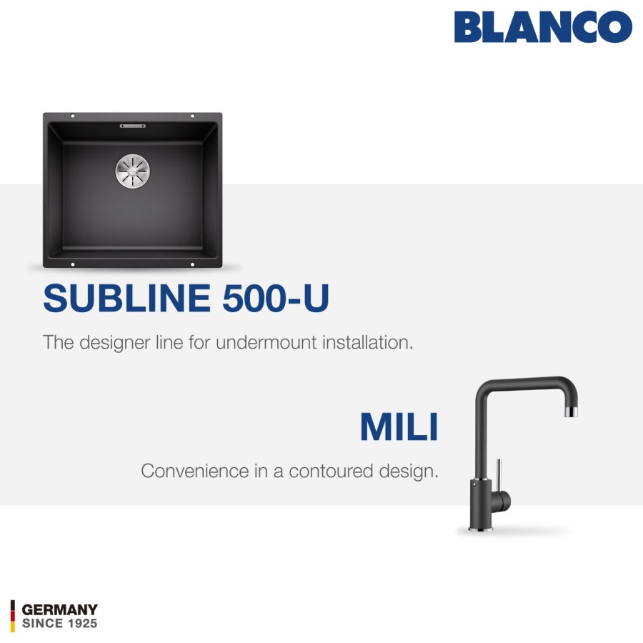 BLANCO Subline 500-U Silgranit Sink+ Kran Air BLANCO MILI Silgranit