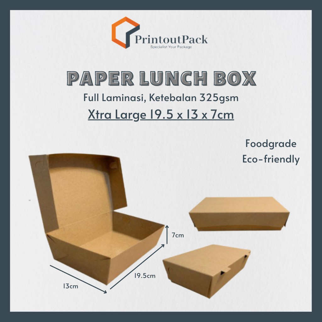 Lunch Box/Paper Box/Kraft Paper Box/Box Makanan/Box Pizza Laminasi XL