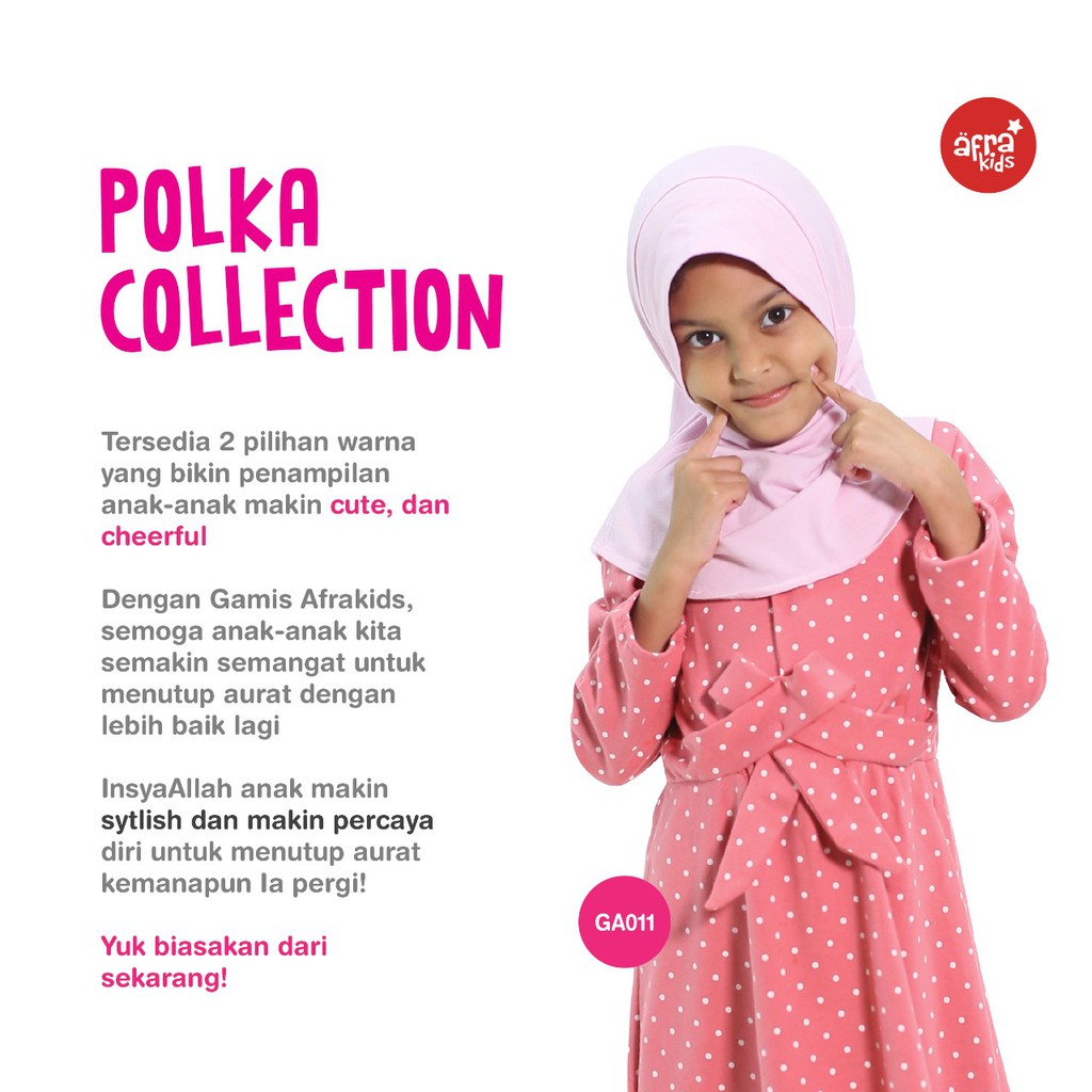 Gamis Anak Afrakids POLKADOT GA008-Navy &amp; GA011-Peach, Size M, L &amp; XL