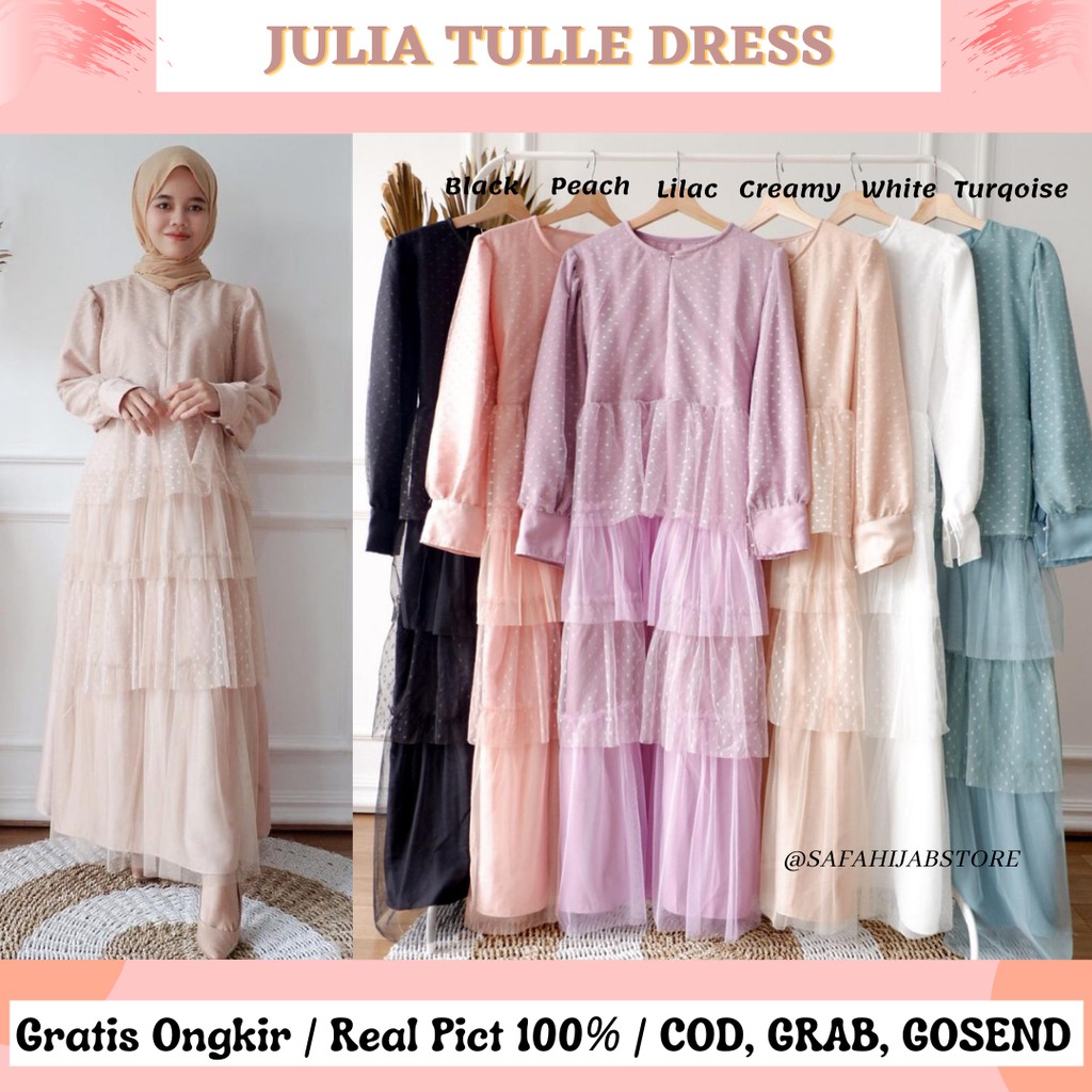 JULIA TULLE DRESS / DRESS PESTA / DRESS KONDANGAN / BAJU SERAGAMAN / BUSUI FRIENDLY