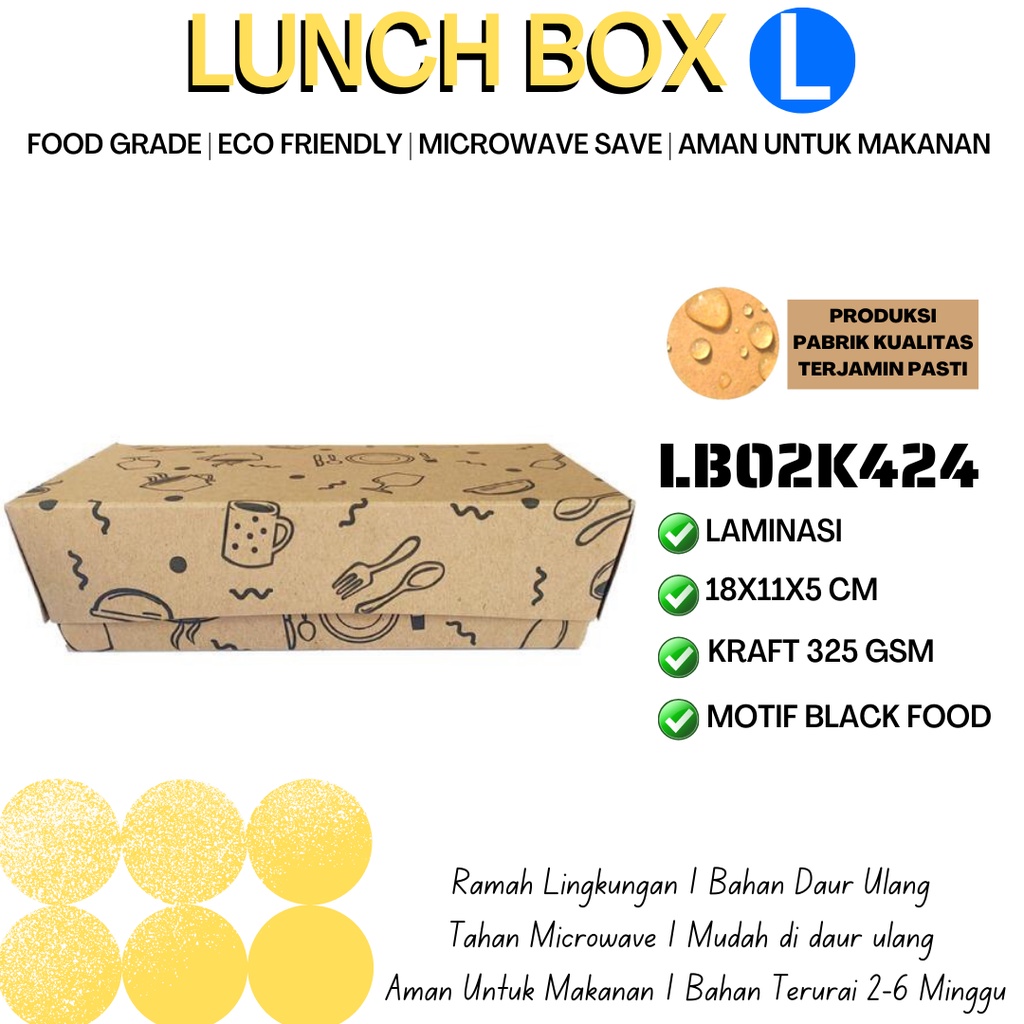 Lunch Box Large Tebal 325 Gsm (LB2K424-18X11X5 Cm)