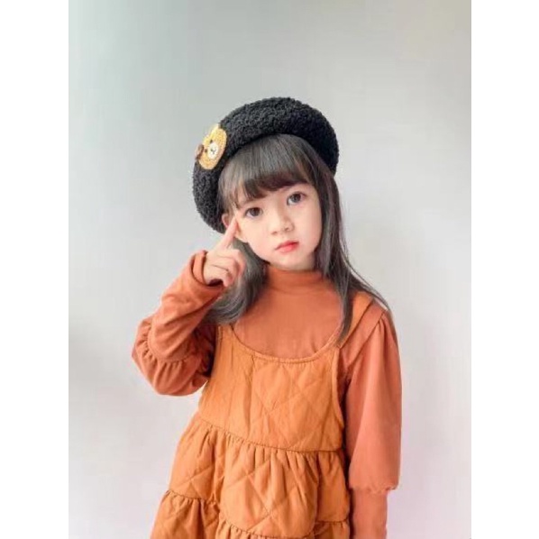 Topi Baret Anak Perempuan Import Bahan Corduroy Model Cloud And Bear