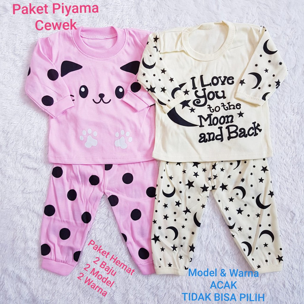 COD Paket Piyama Isi 2 Pcs Piyama Panjang Anak Cewek Baby Alicia