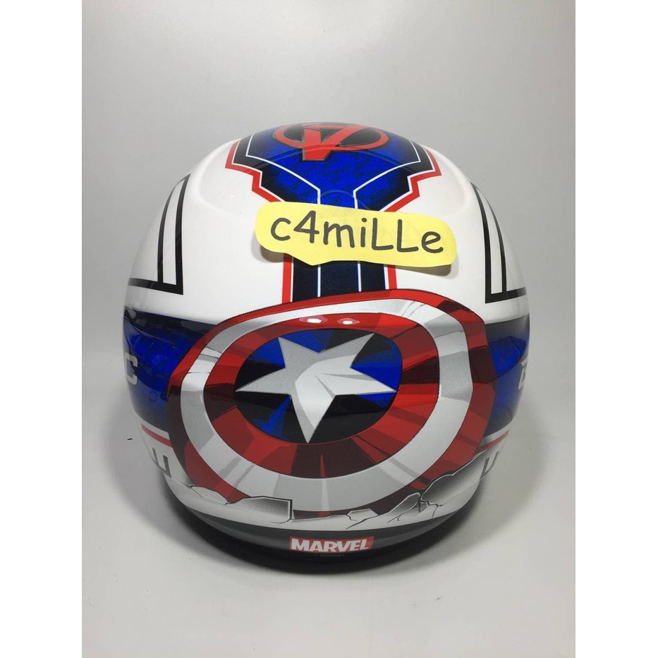 HELM BMC MILAN AVENGER CAPTAIN AMERICA #02 WHITE BLUE HALF FACE