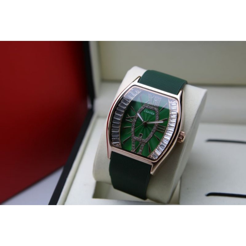 CARTIER Jam Tangan Wanita Analog Rubber Strap 39mm