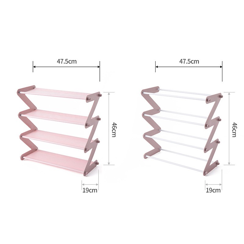 Rak Sepatu ZIG ZAG 4 Susun Rak Buku Serbaguna Mudah Bongkar Pasang Rak Sepatu Stainlees GOSHOP88