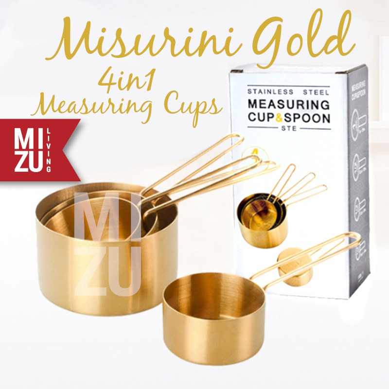 MIZU MISURINI GOLD 4in1 Set Measuring Cups Sendok Takar Emas Stainless Steel