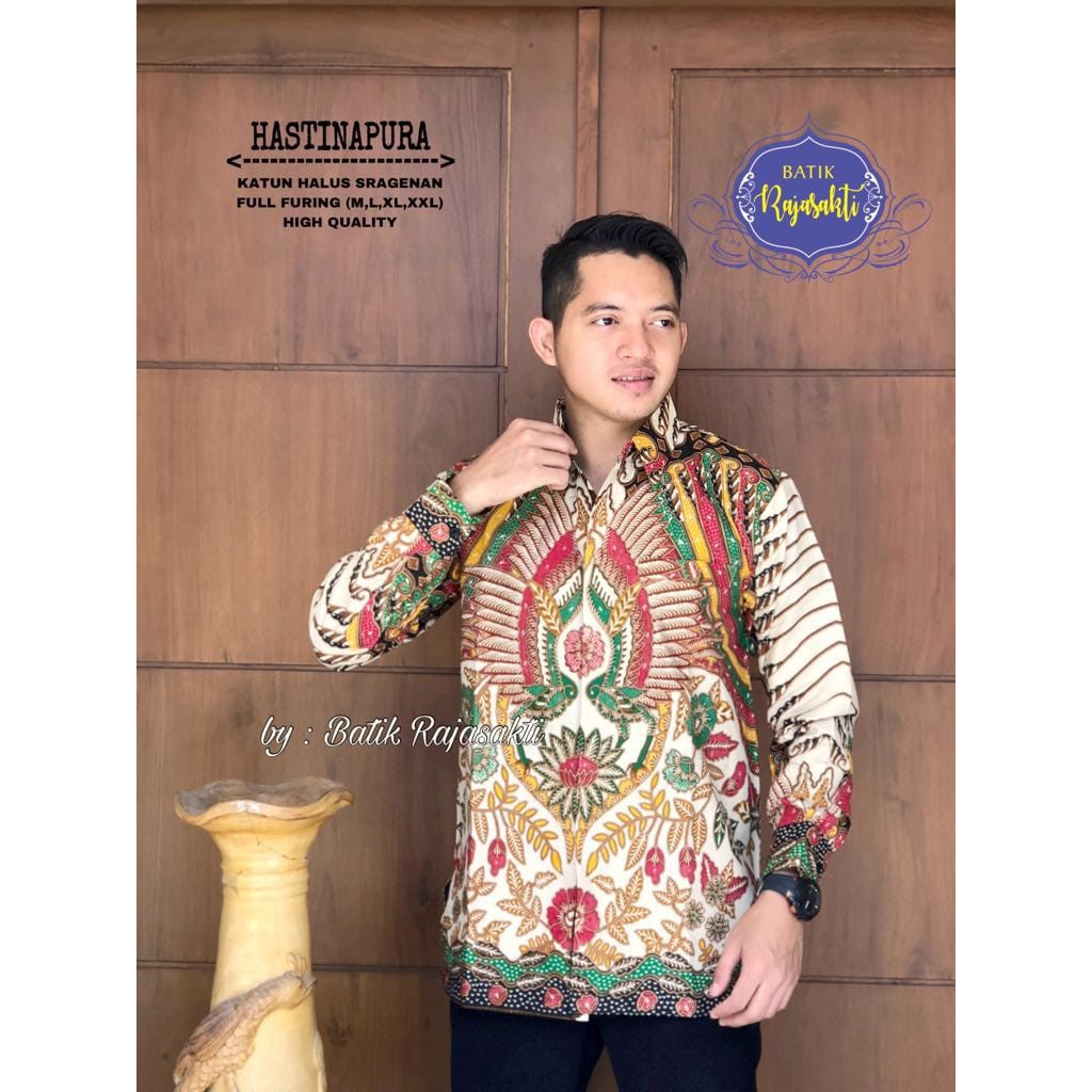 HASTINAPURA Kemeja Batik Pria Lengan Panjang Katun Halus FULL FURING Rajasakti