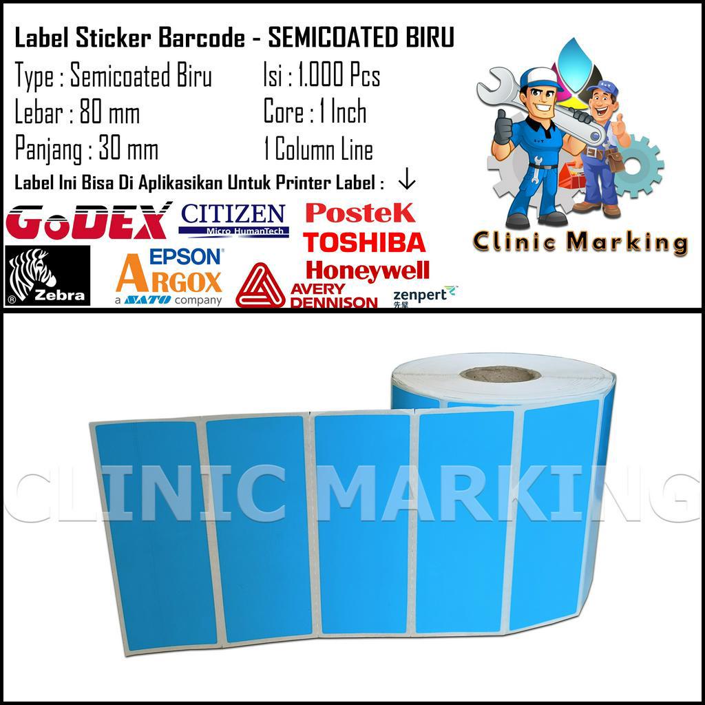 

Label Sticker Barcode Semicoated Biru 80mm X 30mm - Isi 1.000 Pcs