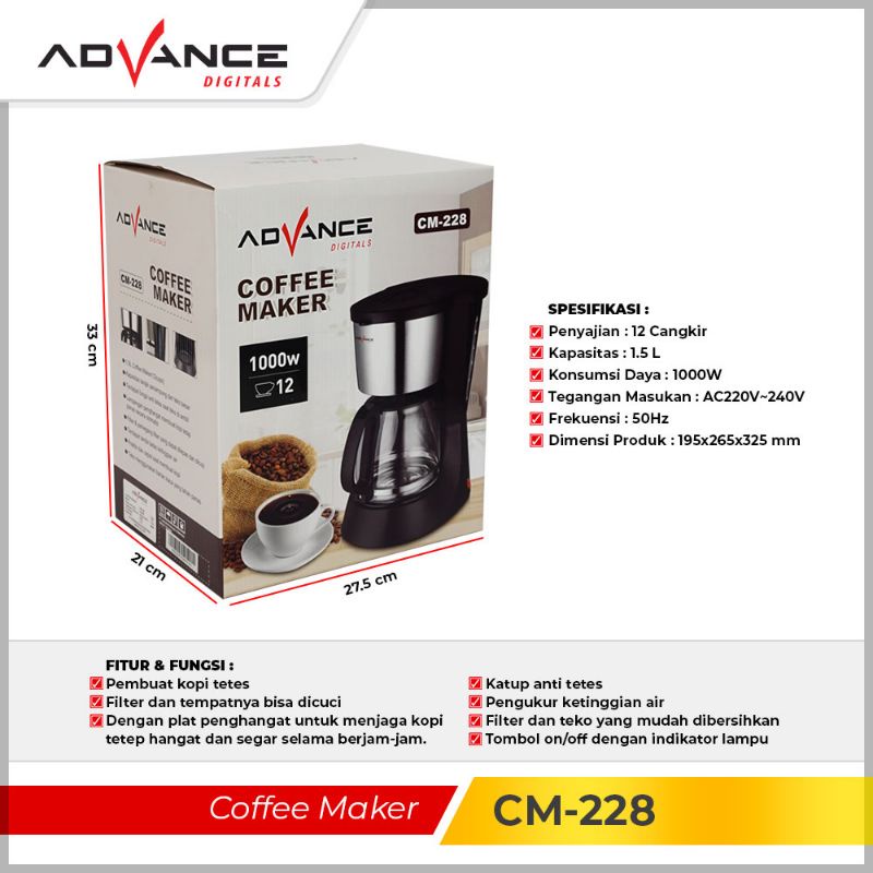 Advance Mesin Kopi Seduh Instant / Coffee Maker CM 228