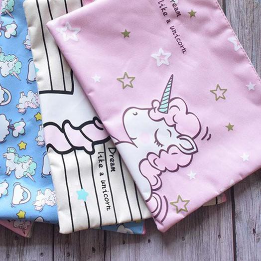

☝ PF06 Dream Unicorn Portable A4 file Storage pouch bag Tempat Buku Ala - Unicorn C ☼