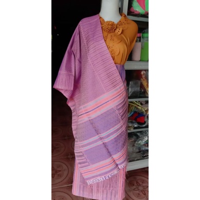 SONGKET ICCOR MOROR WARNA DASAR PINK CORAK UNGU TENUN TANGAN TARUTUNG