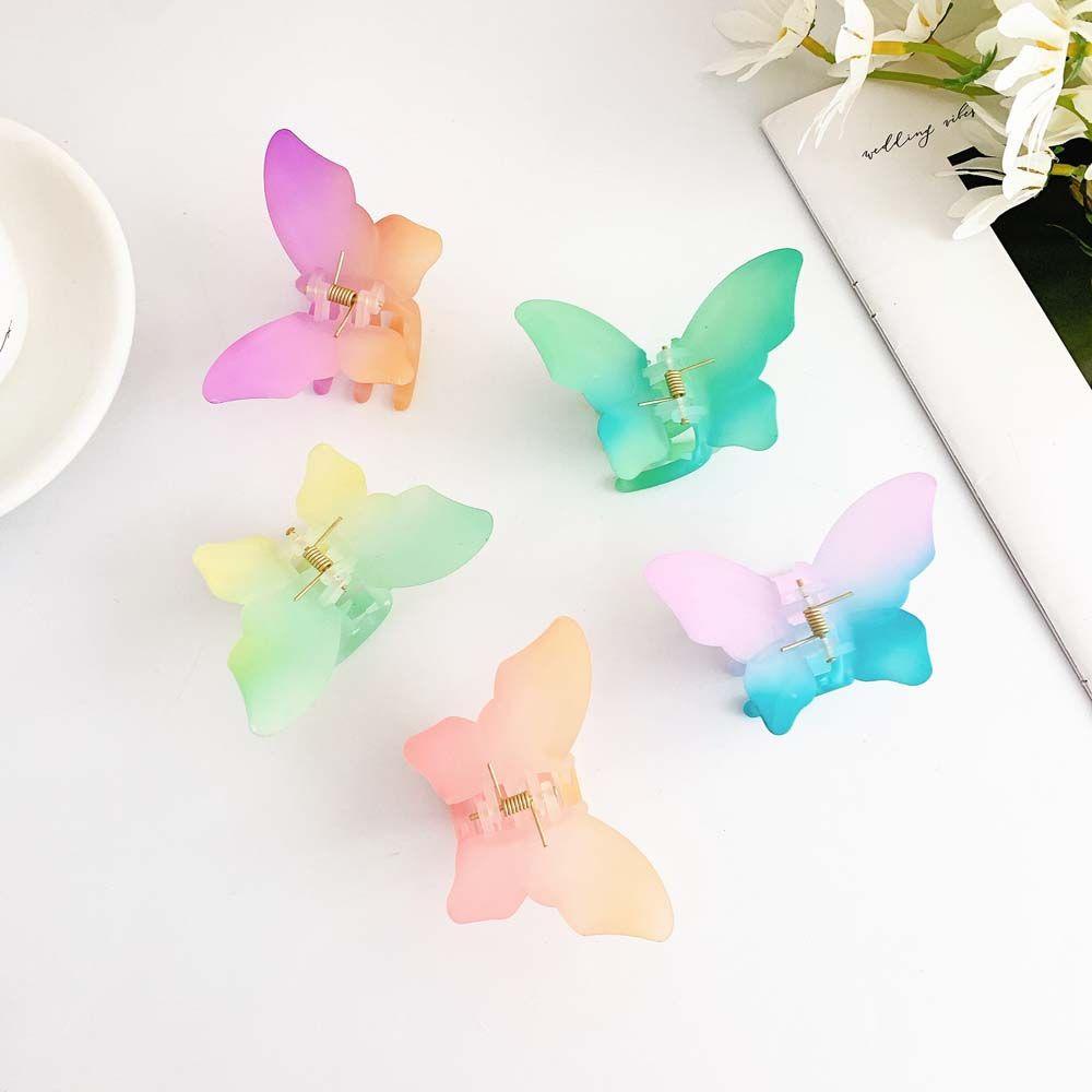 Needway   Kupu-Kupu Rambut Cakar Gadis Kreatif French Hair Clip Candy Color Matte Akrilik Hiu Klip