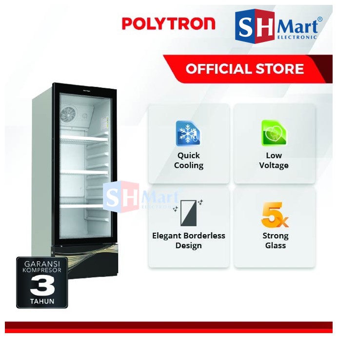 SHOWCASE POLYTRON 3 RAK KAPASITAS 180 LITER SCN-187 / SCN187 / SCN 187 (MEDAN)