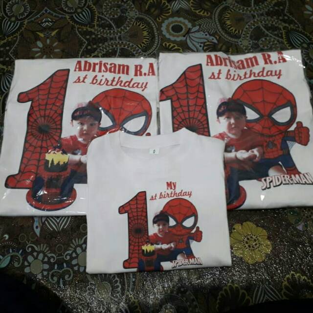 Kaos Ultah Anak Tema Spiderman | Kaos Couple | Kaos Family