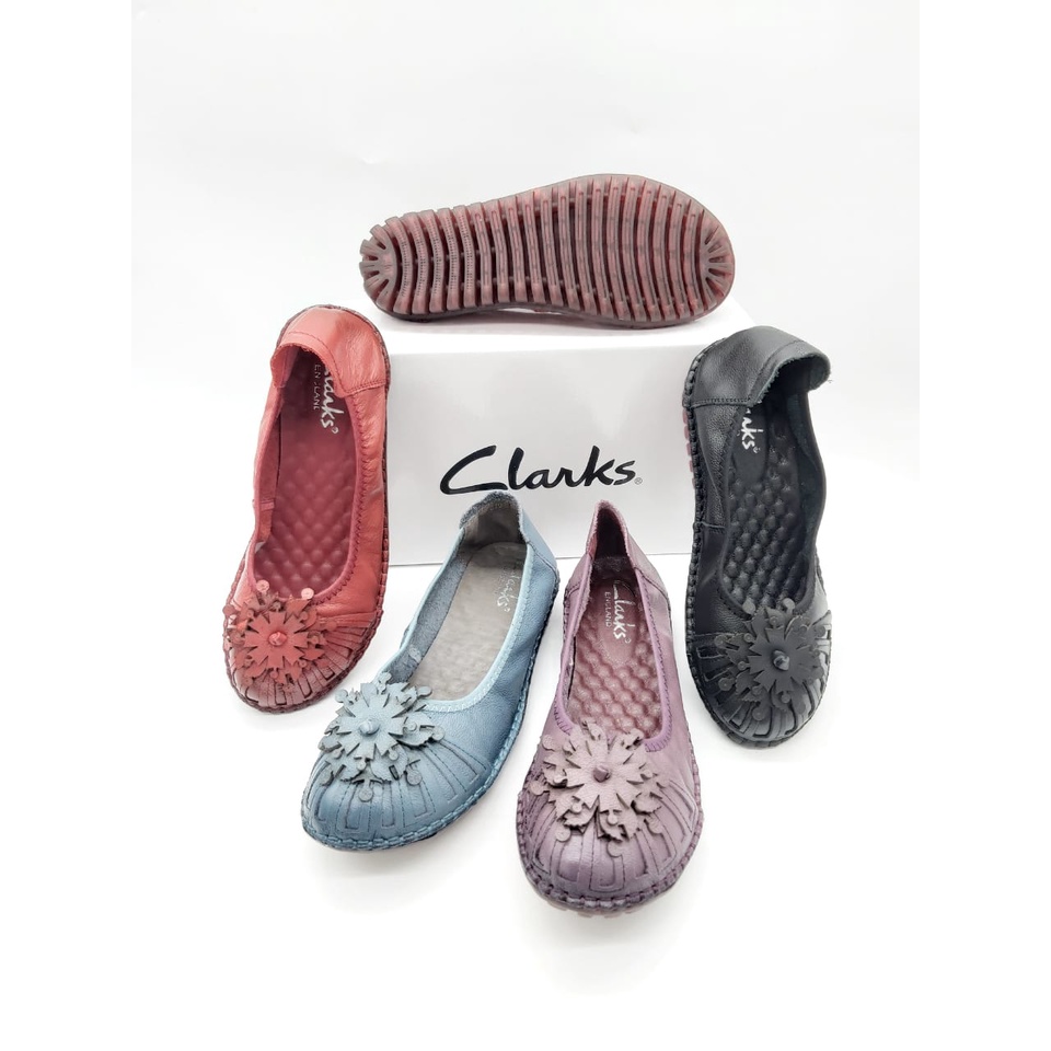 Clarks Snowflake Genuine Leather Sepatu Flat Wanita