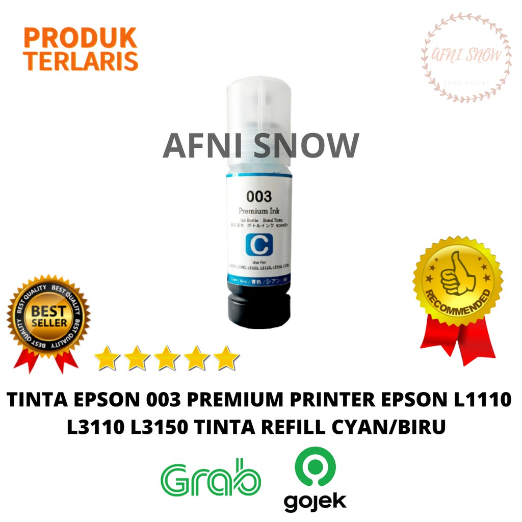 Tinta 003 Premium Refill Printer Epson L1110 L3110 L3150 L4150 L6190 - Biru / Cyan