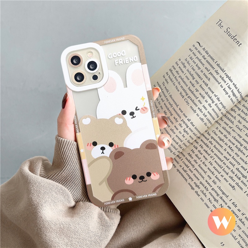Casing Ponsel Kompatibel Untuk iPhone XS Max X XR 78 Plus 11 13 14 12 Pro Max 6 6S Plus Se2020Mata Malaikat Transparan Kartun Boneka Kecil Beruang TPU Soft Lens Cover Pelindung