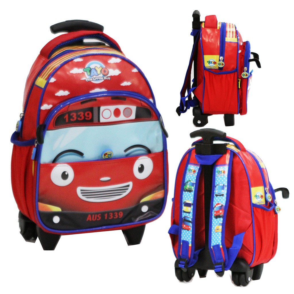 PROMO Tas Trolley Anak Laki Laki Sekolah TK / PG / PAUD KANTUNG Coin Sponge Anti Air Lengkap ( ROBOT - MOBIL BUS - DINO - KERETA )